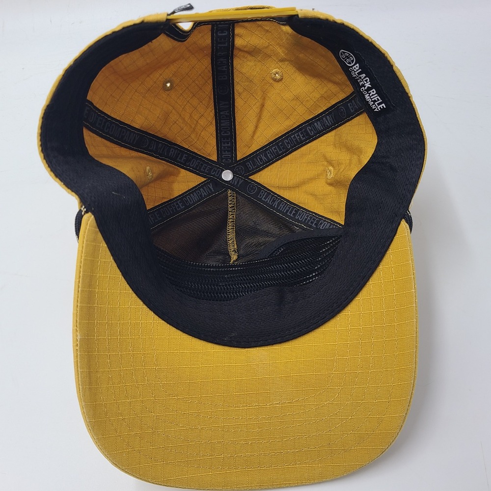 Black Rifle Coffee Company Hat Snapback Yellow Black Ripstop Rope Mountains Hike - Picture 11 of 15
